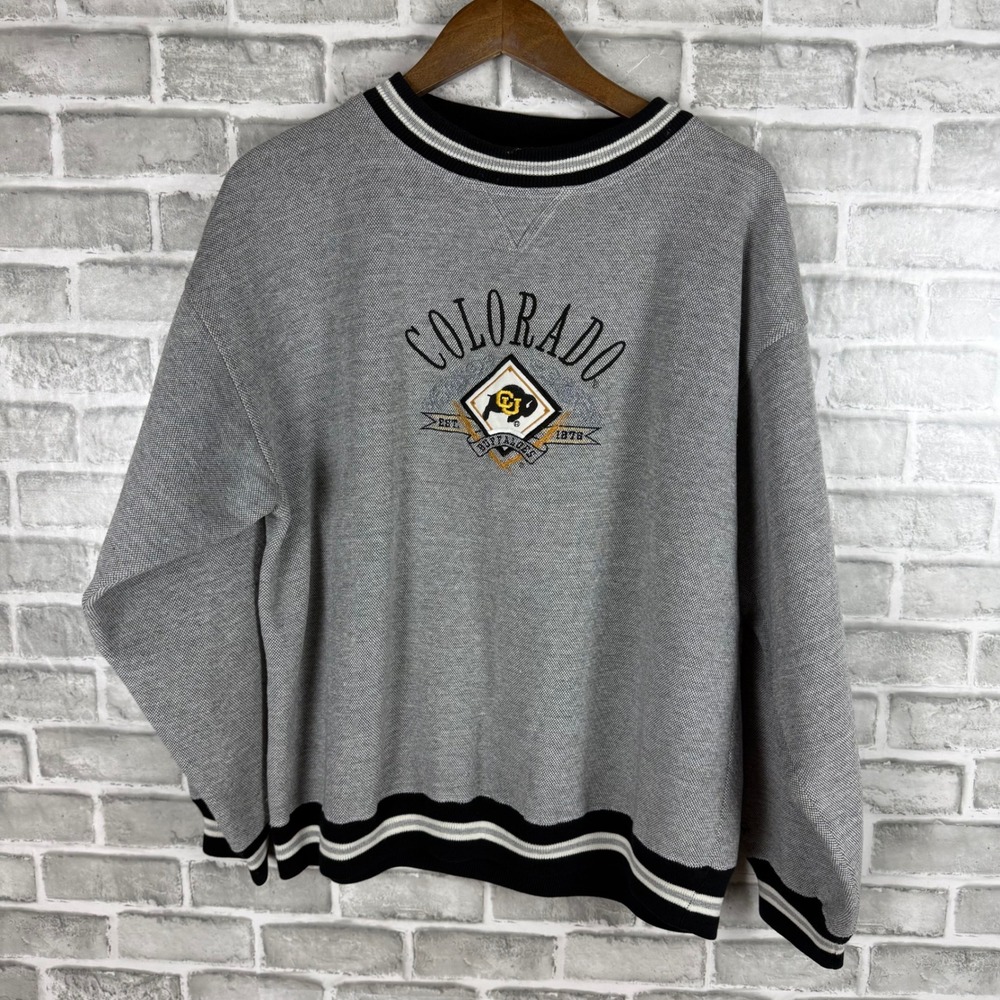 Midwest Embroidery Colorado Buffaloes Sweatshirt Mens Large Grey Vintage NCAA